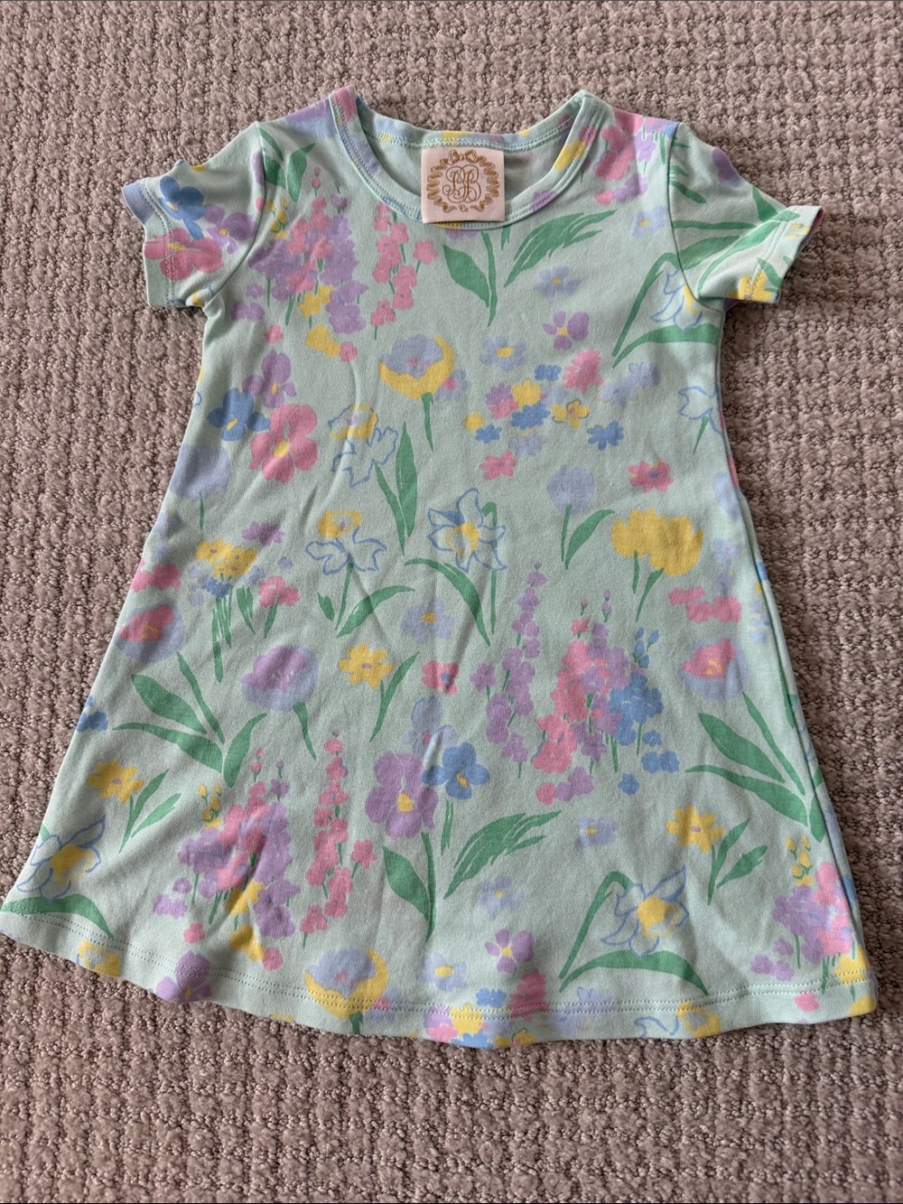 The Beaufort Bonnet Company Mint Green Floral Short-Sleeve Polly Play Dress